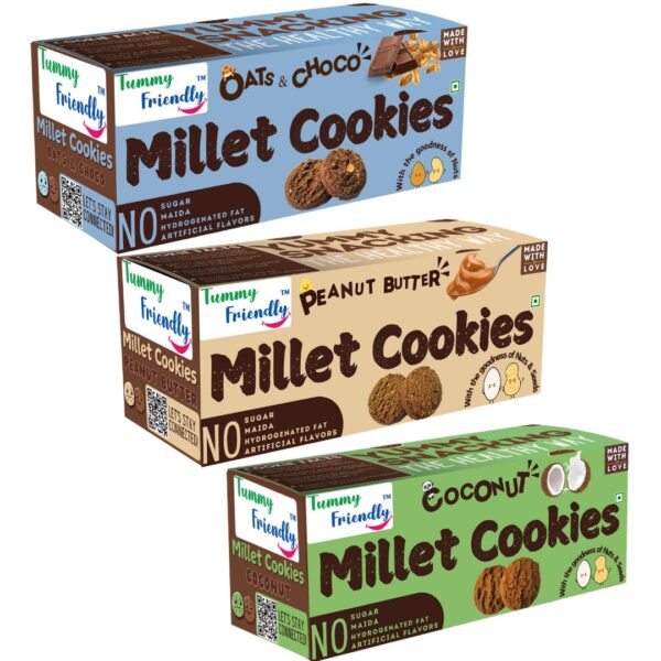 Oats Choco Millet Cookies for Kids & Adults ( Flavours: OatsChoco, Peanut Butter, Coconut )