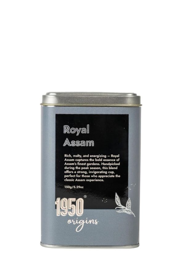 1950 Origins Royal Assam Premium Black Tea – Strong Kadak Chai | Pure Assam CTC Loose Leaf Tea | Rich & Bold Flavor | 150g Tin Caddy