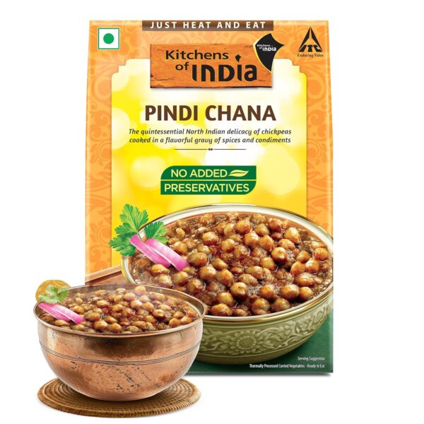 Kitchens of India Pindi Chana (285g) – ITC Ready-to-Eat Authentic Punjabi Chickpea Curry | Just Heat & Eat | Microwavable Indian Meal