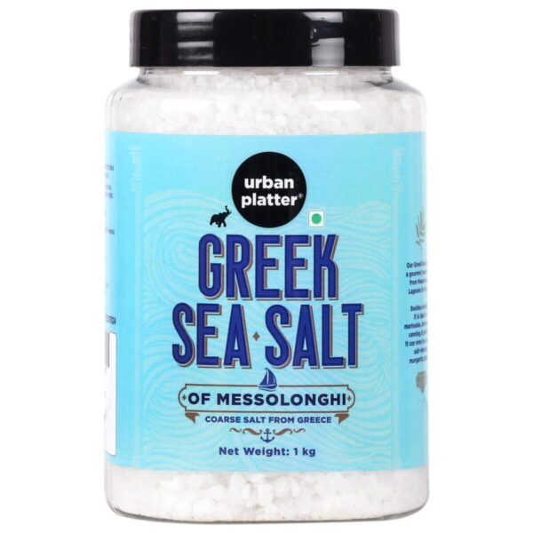 Urban Platter Greek Sea Salt of Messolonghi 1kg – Coarse Sun-Dried Mediterranean Sea Salt for Seasoning, Brining & Finishing